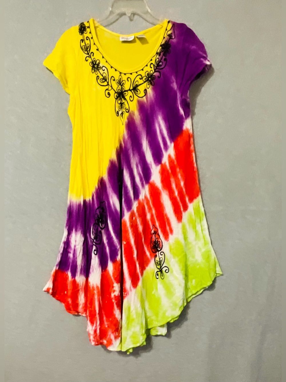 Sante classic Vibrant Tie-Dye Swing Tunic — Yellow, Purple, Red, Lime Sz OS - Picture 1 of 11